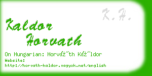 kaldor horvath business card
